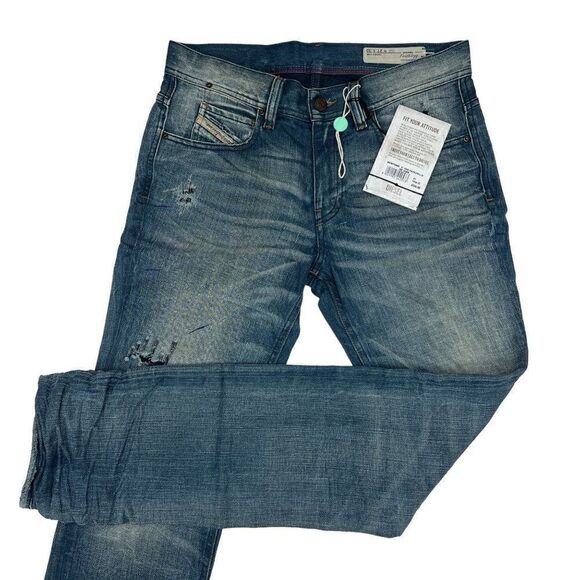 New Diesel Women US 27 Denim Blue Jeans Faded Washed Straight Leg Regular Waist - Picture 5 of 14